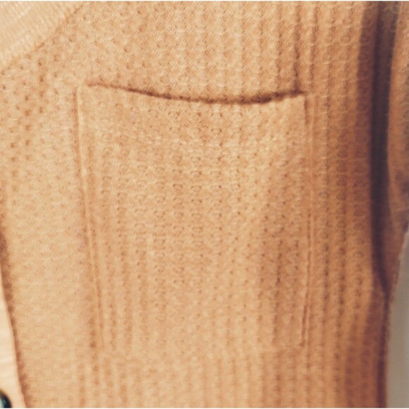 Thermal Top Size S Long Sleeve Henley  Lace Rib Knit Pinky Rust Cottage Y2K Retr - Picture 4 of 11